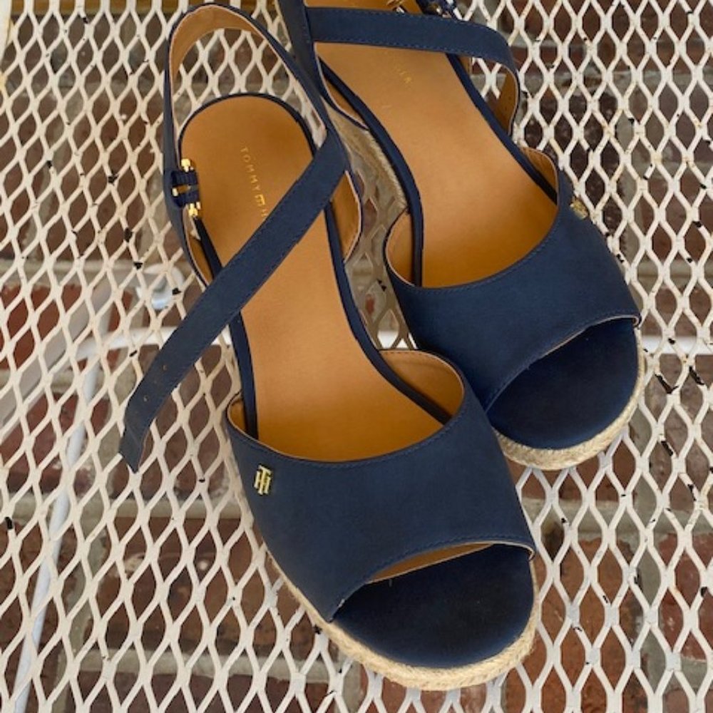 Women's Tommy Hilfiger Blue Wedge Sandals New Gallie Espadrille Size 8 M